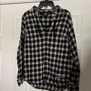 Harley-Davidson Black and White Plaid Shirt